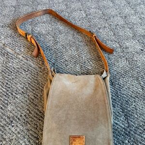 Dolce & Gabbana Beige Suede Messenger Bag with Brown Leather Strap